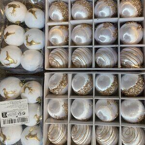 Christmas Balls X 36 2" white & Gold + 12 X 3" Gold